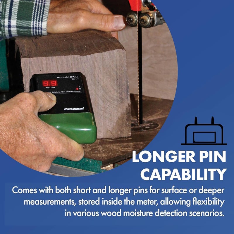 Lignomat Mini-Ligno E/D Pin Moisture Meter - Moisture Detector & Tester for Wood Floors, Woodworking, Building & Home Maintenance - Mold Detector & Moist Meter for Wood Walls and Firewood - Image 5